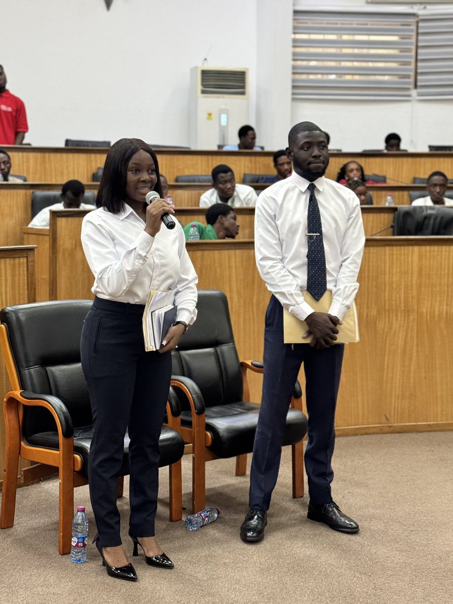 theknustgazette's tweet image. โผ๏ธAn Official Information โผ๏ธ
Presented before the vetting panel are Miss Mary Ann and Master Mark Donald, poised with purpose and passion, ready to be screened for the high office of SRC President.
#TheaknustGazetteReport๐ฌ๐ญ
#SRCvetting25
#KnustDecides25
