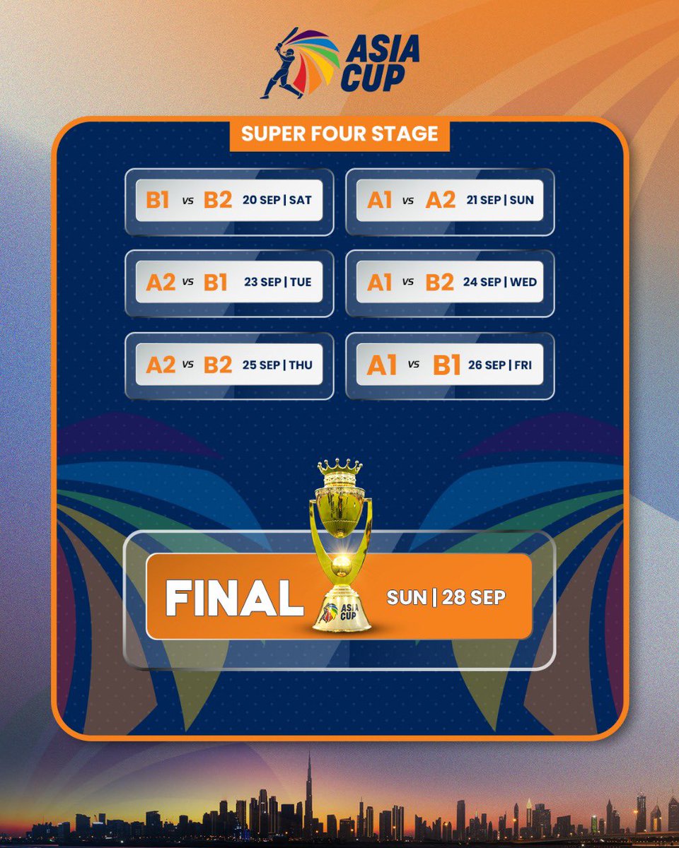 ACCMedia1's tweet image. 𝐓𝐡𝐞 𝐛𝐚𝐭𝐭𝐥𝐞 𝐟𝐨𝐫 𝐀𝐬𝐢𝐚𝐧 𝐬𝐮𝐩𝐫𝐞𝐦𝐚𝐜𝐲 𝐢𝐬 𝐛𝐚𝐜𝐤! 🏏

The ACC Men’s T20I Asia Cup kicks off from 9th to 28th September in the UAE! 🤩

Get ready for thrilling matchups as the top 8 teams in Asia face off for continental glory! 👊

#ACCMensAsiaCup2025 #ACC