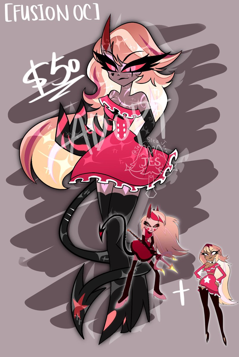Jes_SicaJerr's tweet image. [Adoptable Fusion OC of Charlie Demon form + Verosika human form
~$50 (PayPal only)~
๐โจDm me if youโre interestedโจ๐ฉต
You may also tell me if you have any fusion OC you want to see:33
#HazbinHotel #HazbinHotelCharlie #HelluvaBossVerosika #HazbinHotelOC #HazbinHotelFanart
