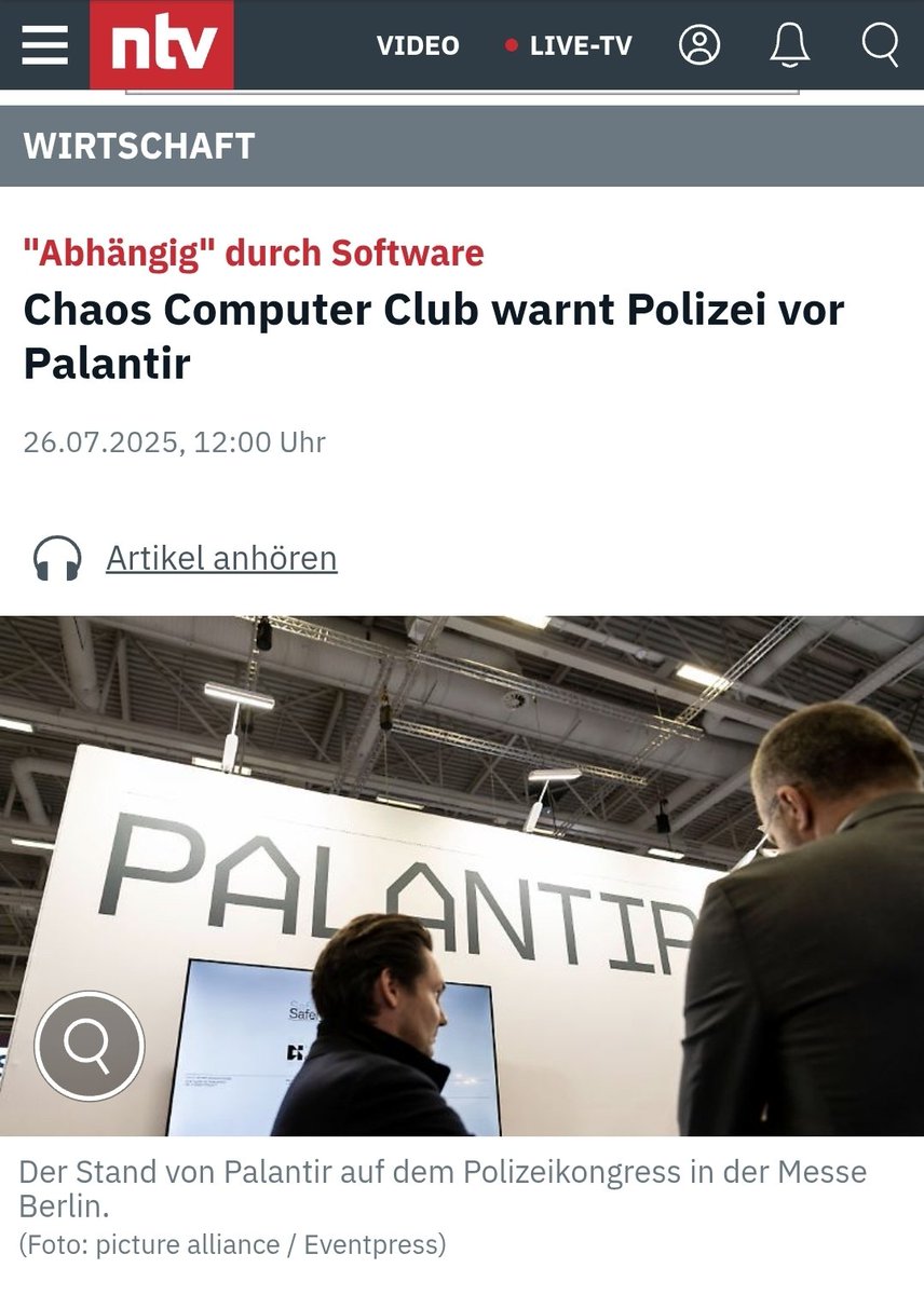 R. J. 📯🦤 (@mrblueeyes01) on Twitter photo +++ Chaos Computer Club warnt Polizei vor Palantir +++
<a href="/BMI_Bund/">Bundesministerium des Innern</a> +++ Chaos Computer Club warnt Polizei vor Palantir +++
<a href="/BMI_Bund/">Bundesministerium des Innern</a>