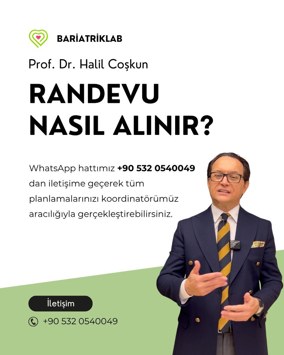 Yurtdışında yaşıyor ya da kliniğe gelemiyorsanız, Prof. Dr. Halil Coşkun ile online tıbbi görüşme imkanı sayesinde artık tüm sorularınıza uzaktan yanıt alabilirsiniz👇
#bariatrikcerrahi <a href="/drhalilcoskun/">Prof.Dr.Halil Coşkun</a>
