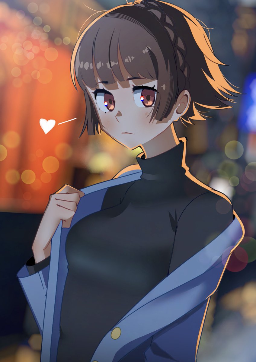 GJH_1_'s tweet image. Night walk with Makoto #P5R
