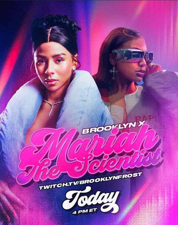 chartsmariahs's tweet image. Mariah The Scientist will be live on Twitch with Brooklyn Nicole today at 4 PM ET.