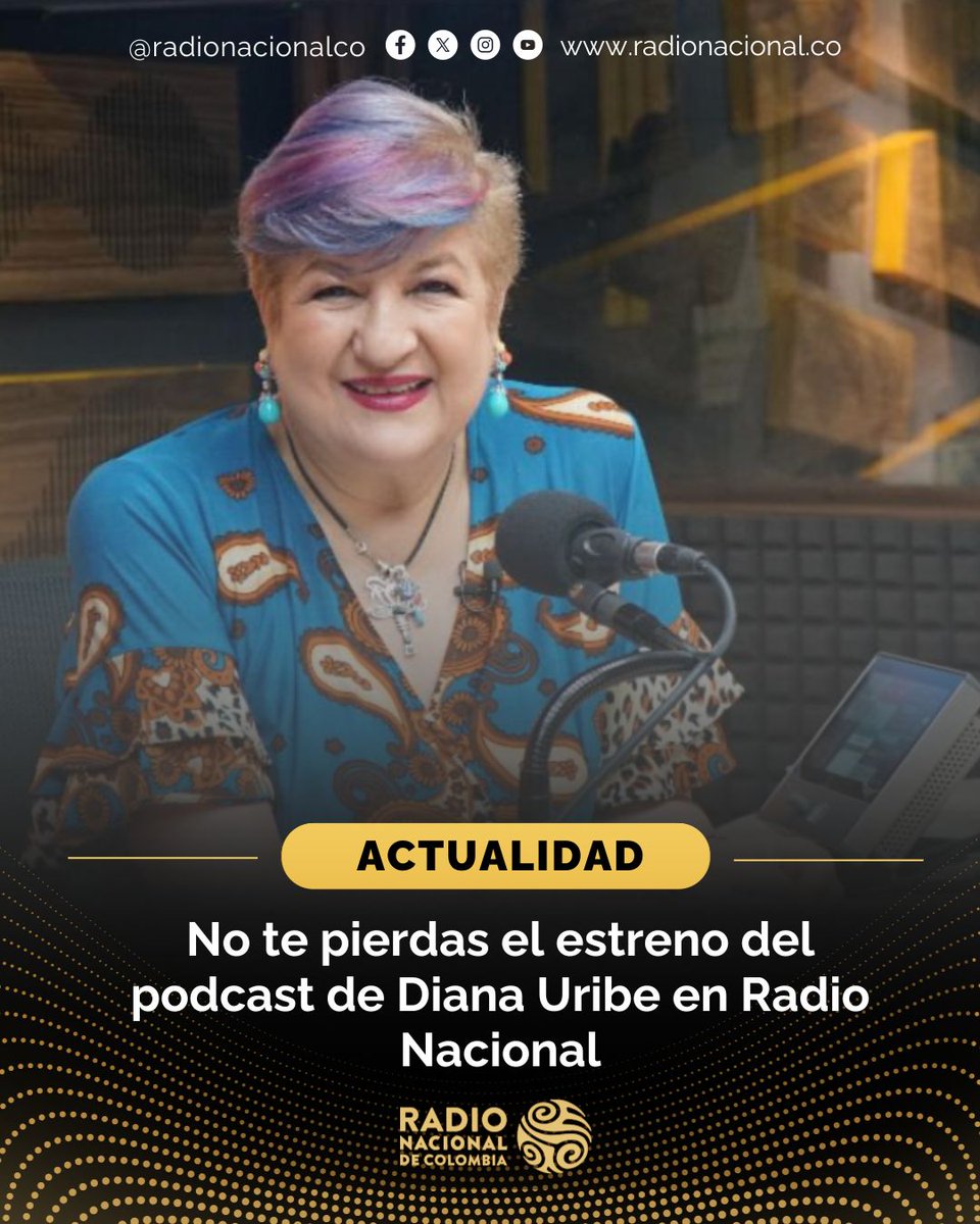 RadNalCo's tweet image. #Actualidad 🎼 No te pierdas hoy el estreno del nuevo podcast de Diana Uribe 👉desde las 11:00 a.m., una cita imperdible para viajar por la historia y la cultura.
📻 Escúchalo en:
🟠 radionacional.co/en-vivo
⚫ rtvcplay.co