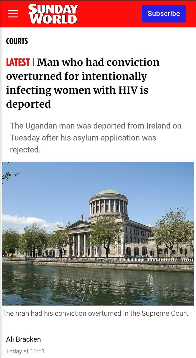 PeterPaulGuy's tweet image. ๐ฎ๐ช Ireland - 26th July 2025
An African asylum-seeker from Uganda who infected women with HIV has been deported from Ireland.
m.sundayworld.com/crime/courts/mโฆ