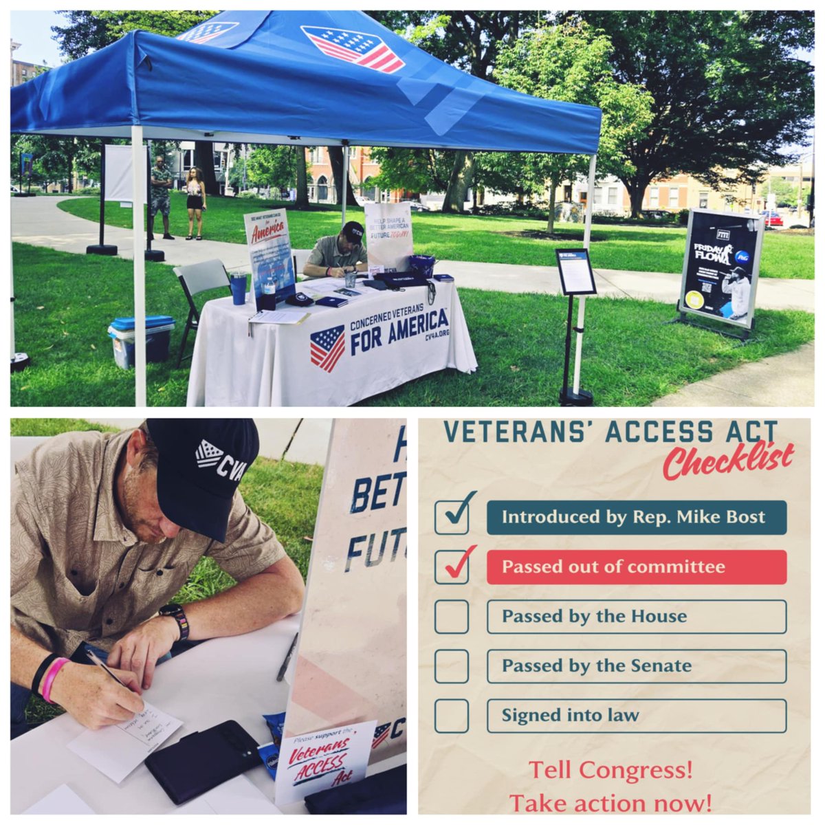 CVAOhio's tweet image. We’re in Southwest #Ohio at the Artisan Small Biz Flea Market talking health care freedom and fiscal responsibility. The Veterans' ACCESS Act puts choice back in veterans’ hands and protects YOUR tax dollars.
Join the #CompleteTheMission movement here:
cv4a.actcentr.com/ContactOfficia…