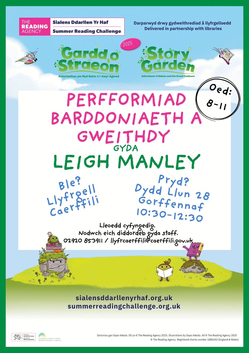 CaerphillyLib's tweet image. Sesiwn gweithdy barddoniaeth gyda Leigh Manley- Y Bardd Rygbi.
Dewch draw i ymuno yn yr hwyl dydd Llun!!!
Plant 8-11oed. #HwylLlyfrgelloedd
Poetry Workshop with Leigh Manley- The Rugby Poet.
Come along and join in the fun Monday!!!
Children 8-11 years. #LibraryFun
@rugby_poet