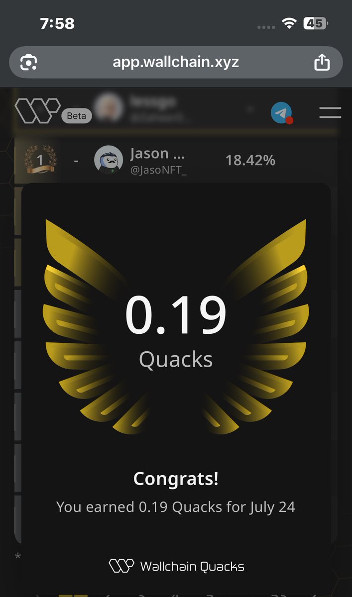 Zaheer08449329's tweet image. Just earned 0.19 Quacks on @wallchain_xyz in one day 🦆
Turn insights into rewards and climb the leaderboard 🥇
👇 Comment “gQuack” for invite and start earning or click on the link in my bio !
I UNDERTAKE ITS NOT MUCH BUT ITS HONEST PAY!
HYDRATE AND KEEP QUACKING!