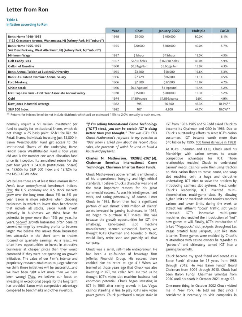 F_Compounders's tweet image. Ron Barron’s Dec 2021 Quarterly report
- During inflation, Goodwill is the gift that keeps on giving
- Chuck Mathewson of IGT
-Buffett selling him on owning a Net Jets time share