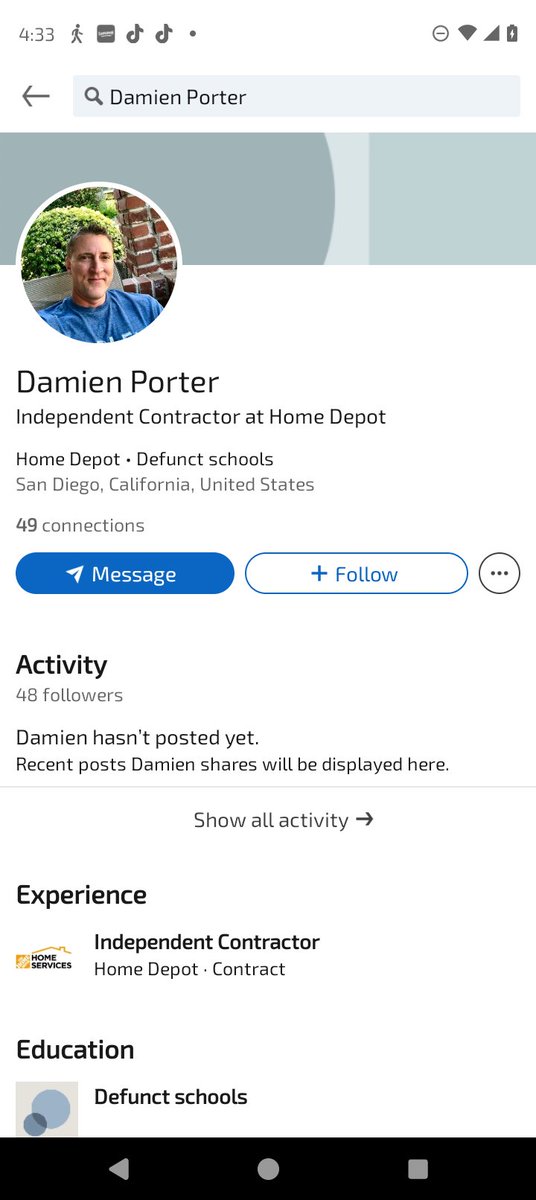 π Elizabeth π (@ferrerapeg20556) on Twitter photo This guy has 2 names that I know of. 
He popped up in my time line, with Anthony Clinton as his name. Then , I finally got a picture of him, without sunglasses. Bam! The his name is Damien Porter! Beware of this fraud! This guy has 2 names that I know of. 
He popped up in my time line, with Anthony Clinton as his name. Then , I finally got a picture of him, without sunglasses. Bam! The his name is Damien Porter! Beware of this fraud!