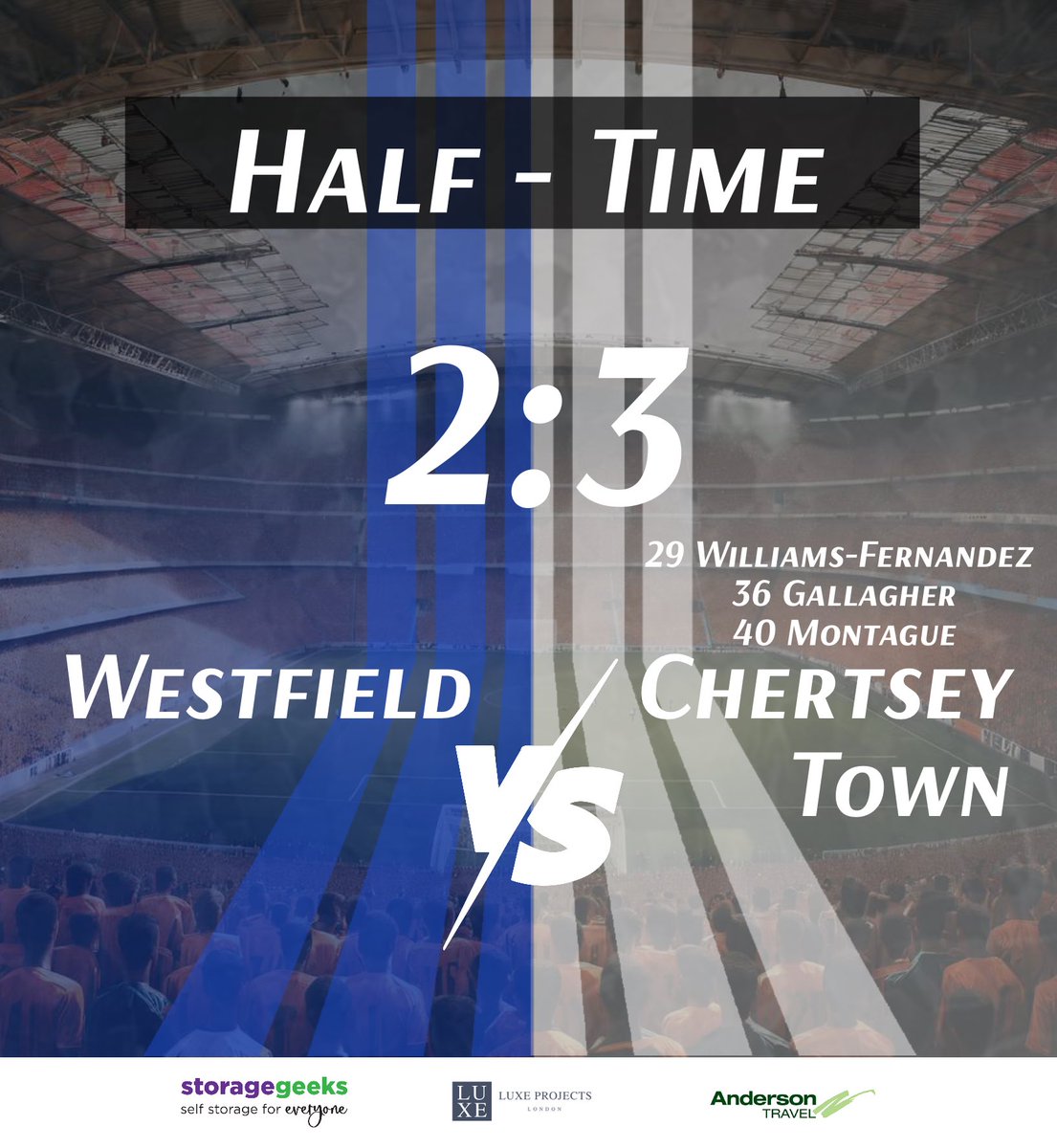 Half-Time
Despite succumbing to a 2 goal deficit after 26 minutes, 3 goals in 11 minutes from Aaron Williams-Fernandez, Jordan Gallagher and Bill Montague see the Curfews take a lead into the break.
Should be in for an entertaining 2nd half here at Woking Park.