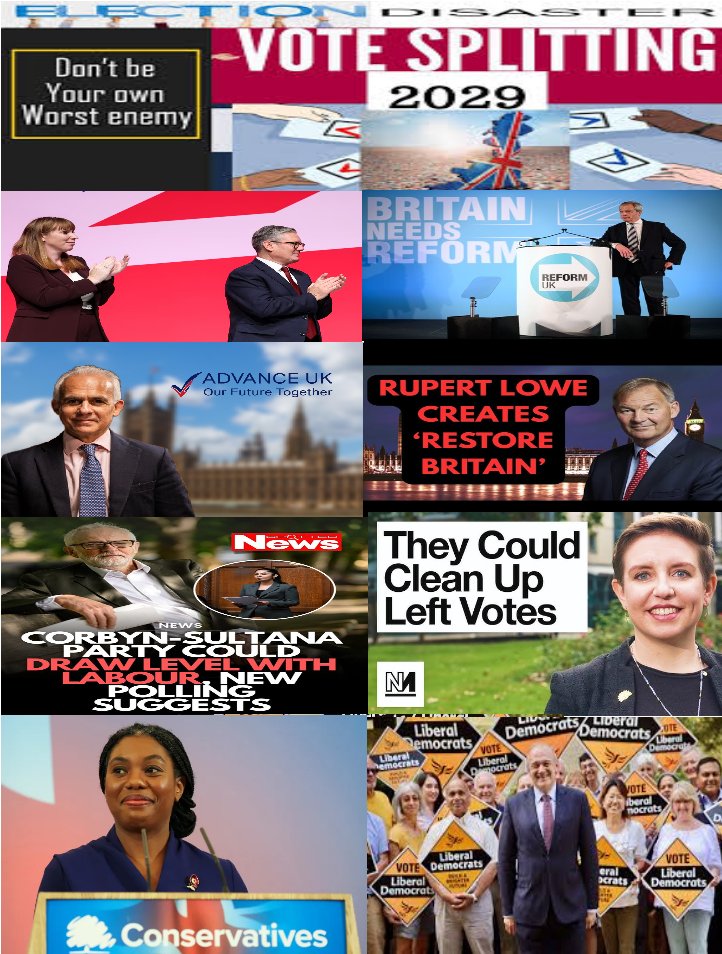 mbga_uk's tweet image. Come the 2029 next election, Vote Splitting will become a Disaster.
Starmer. Labour
Kemi Badenoch. Tories
Nigel Farage. Reform
Rupert Lowe. Restore Britain
Ben Habib. Advance UK
Jeremy Corbyn. Your Party
Carla Denyer. Green Party
Ed Davey. LibDems
This UK is now in a total Mess.