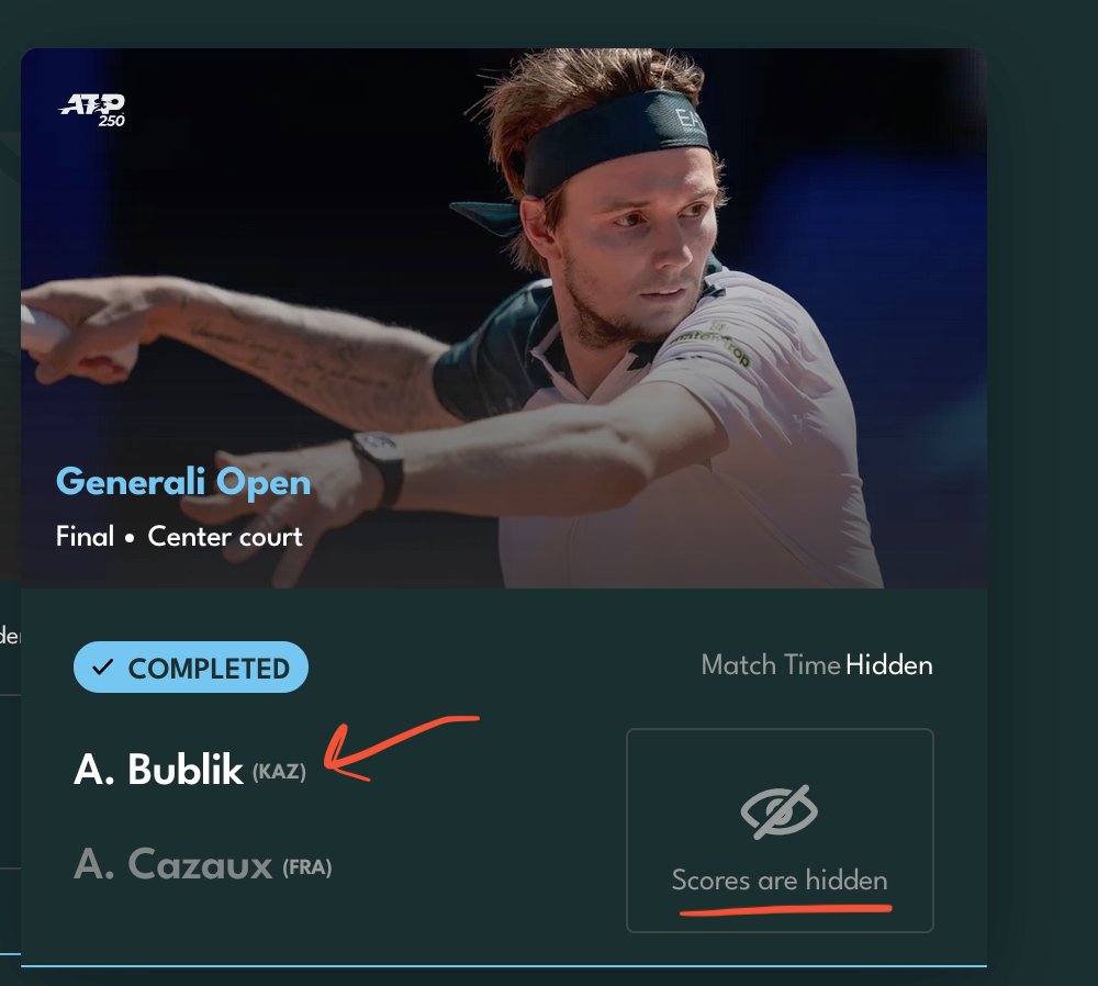 New <a href="/TennisTV/">Tennis TV</a> customer. Matches cut out mid-stream. Scores Hidden to avoid spoilers, but navigating back it shows the winner — just happened during the final of the Generali Open (was 50 mins behind)

2 support requests. 4+ days. NO REPLY!

Please tell me how to get a refund?