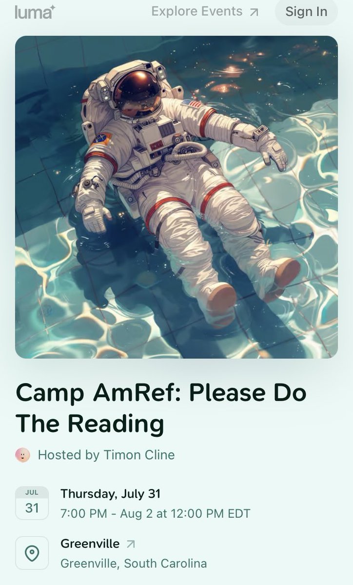 Janet_Mefferd's tweet image. Summer fun awaits you at Camp @AmReformer!
It’s got the creepy vibe you’ve come to expect from AmRef: Nicotine! Bros in the woods! Host-approved attendance! A super-secret location!
Bonus: YOU WILL BE SCREENED!
(They forgot: “We are not a cult.”)
Link: lu.ma/r5uq0h44