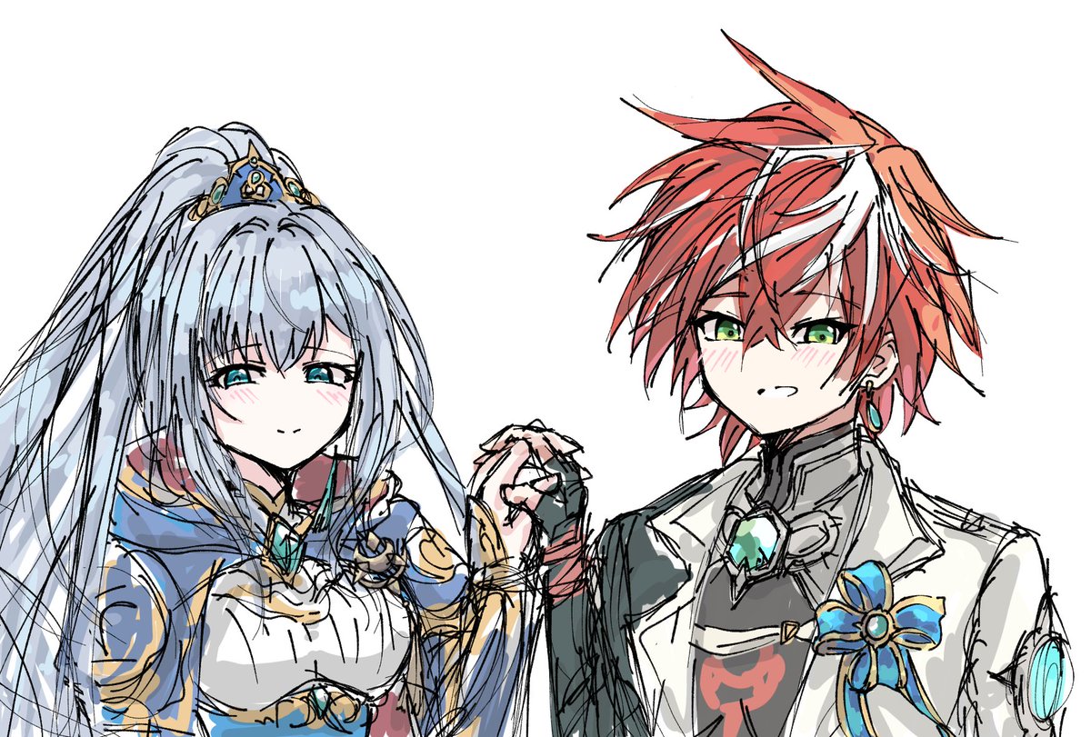 Merehana4's tweet image. お互い耳と胸元に着けてるものを交換してみて欲しいって思った落書きです。