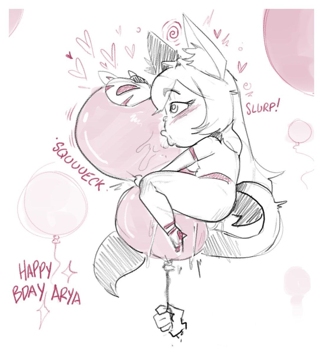 Was off macking on the rubbery balloonsthe whole day, I bet!
Happy bday <a href="/Snowyllight/">Arya</a> 🎈🎈🎈