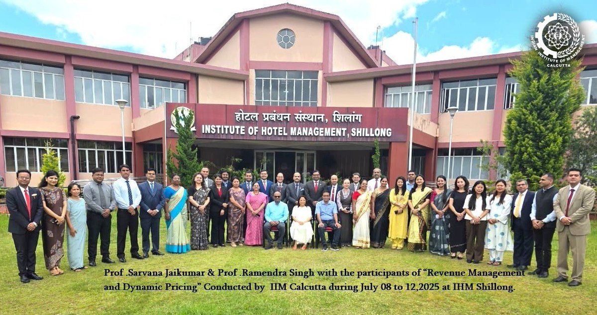 IIM_Calcutta's tweet image. 𝐄𝐦𝐩𝐨𝐰𝐞𝐫𝐢𝐧𝐠 𝐇𝐨𝐬𝐩𝐢𝐭𝐚𝐥𝐢𝐭𝐲 𝐄𝐝𝐮𝐜𝐚𝐭𝐨𝐫𝐬 𝐀𝐜𝐫𝐨𝐬𝐬 𝐈𝐧𝐝𝐢𝐚
IIM Calcutta recently conducted a 5-day Customized Faculty Development Program on Revenue Management and Dynamic Pricing at IHM Shillong, from 8th to 12th July 2025.
🎓 Program Director:…