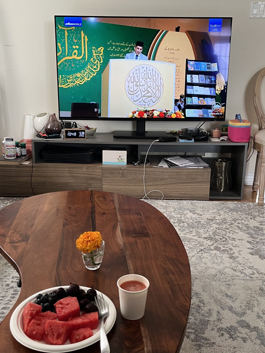 moongirl345's tweet image. All set and glued to MTA to enjoy  Day Two of Jalsa UK❤️ To enjoy spiritual food along with physical one! A long standing tradition of our beloved Jamaat since the time of Promised Messiah As❤️🥰
#jalsaUk
⁦@JalsaConnect⁩