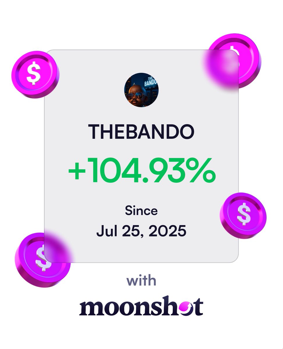 TIKTOKBANDOBABY's tweet photo. I'm up 104.93% on Moonshot: https://t.co/cEByKFzAxD https://t.co/CudUtYEpb4