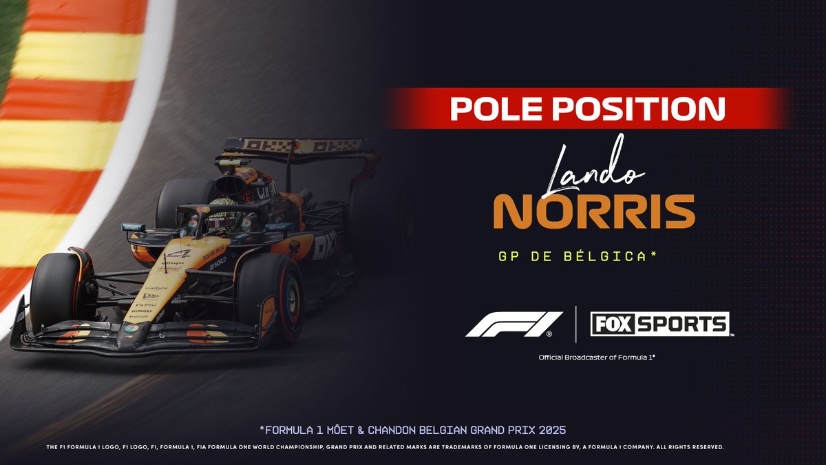 FOXSportsMX's tweet image. 🔥 ¡NADIE DETIENE EL DOMINIO DE MCLAREN!
#F1xFSMX | Lando Norris se lleva la pole position del GP de Bélgica 2025; Oscar Piastri secunde a su compañero de equipo y la escudería británica largará en la primera línea de la parrilla de salida 🧡