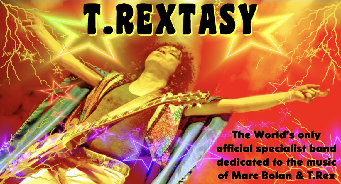 TRextasyBand's tweet image. Leading up to the Anniversary of Marc Bolan’s commemorative anniversary in September, T.Rextasy will be playing a selection of live concert dates. @BBCRadio2 @heartradiouk @VirginRadioUK @BoomRadioUK @guardian @bbc5live @radiouk @DailyMail @Daily_Express @PRSforMusic #live