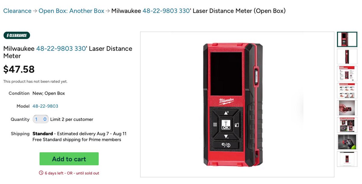 LordOfDiscounts's tweet image. Milwaukee 48-22-9803 330' Laser Distance Meter now $47.58 via Woot!
🔗 - link.lordofsavings.com/4o5bWzE
#LRDeal | #AD