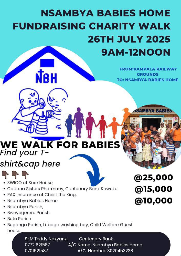 We walked for babies and what a powerful walk it was.

Thank you to everyone who showed up, stepped up, and supported the Nsambya Babies Home Charity Walk. 
Together, we made every step count for love, care, and brighter beginnings. 

#NsambyaHospitalTrainingSchool