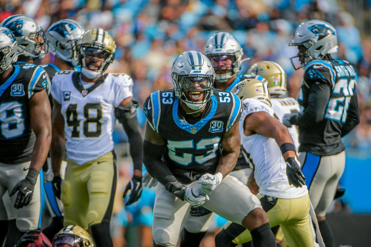thecharpost's tweet image. After a historically futile 2024 on defense, the #Panthers have retooled with free agents and youth. Will beleaguered defensive coordinator Ejiro Evero's unit bear fruit in 2025? More: @WriterHawkins. thecharlottepost.com/news/2025/07/2…