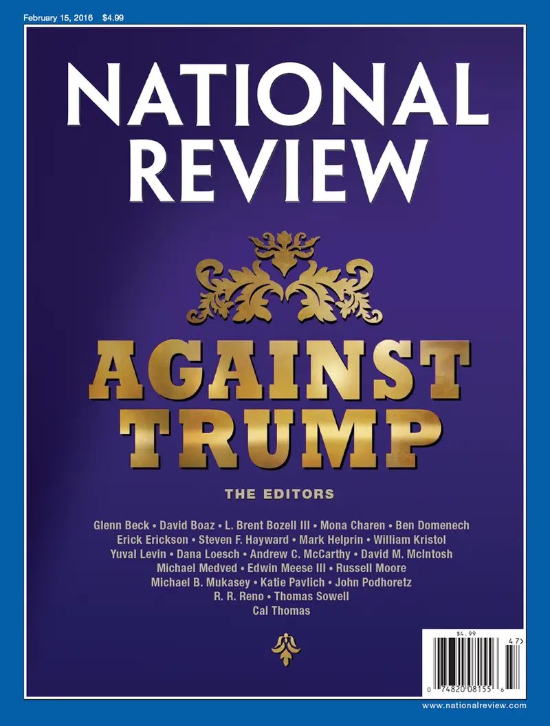 <a href="/AndrewCMcCarthy/">Andy McCarthy</a> You’ve been never Trump since day one. You have never changed your tune, while others on this list have.

Sorry if I don’t take you seriously