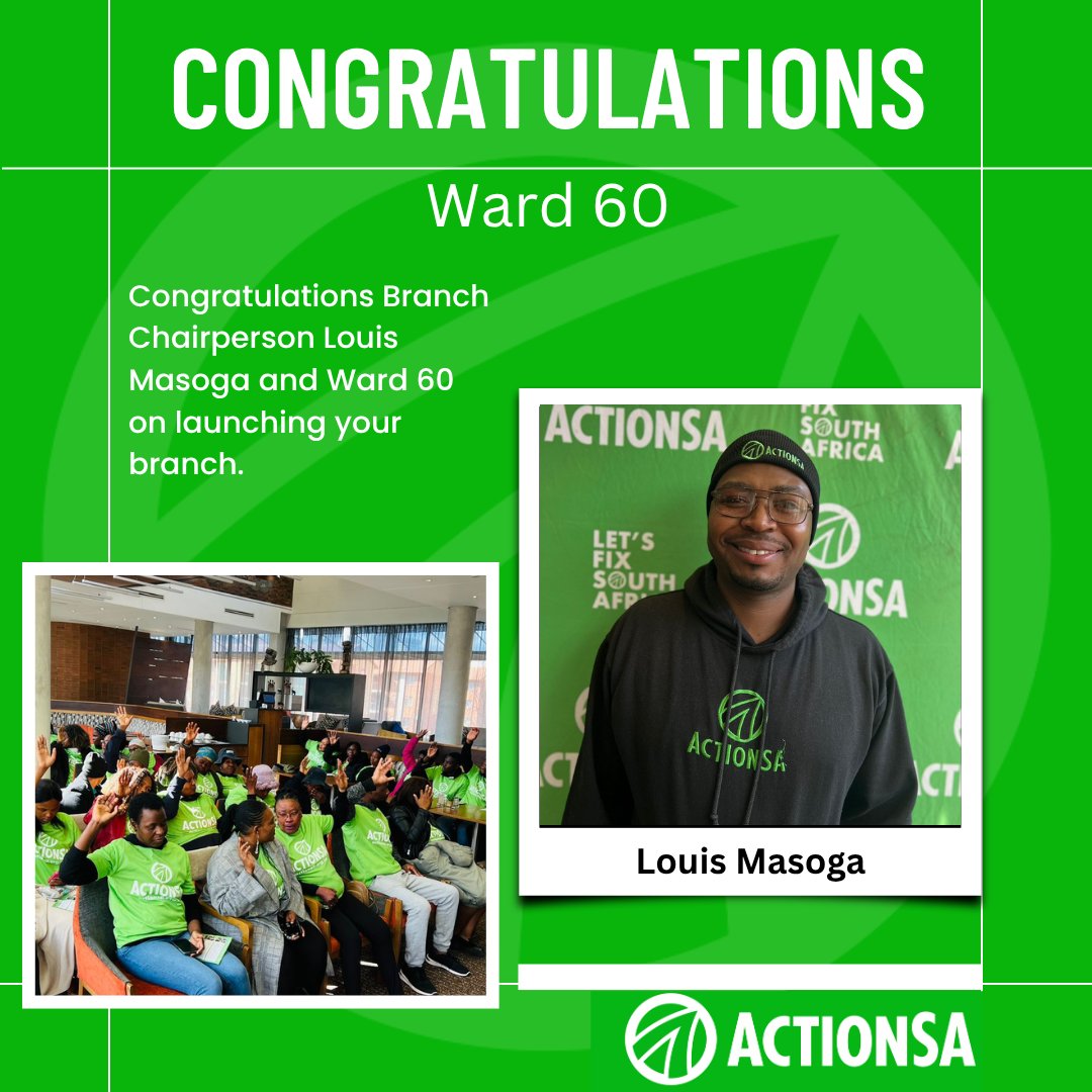 COJactionsaREC's tweet image. Congratulations Ward 60 and newly elected Branch Chairperson Louis Masoga on launching your branch.
