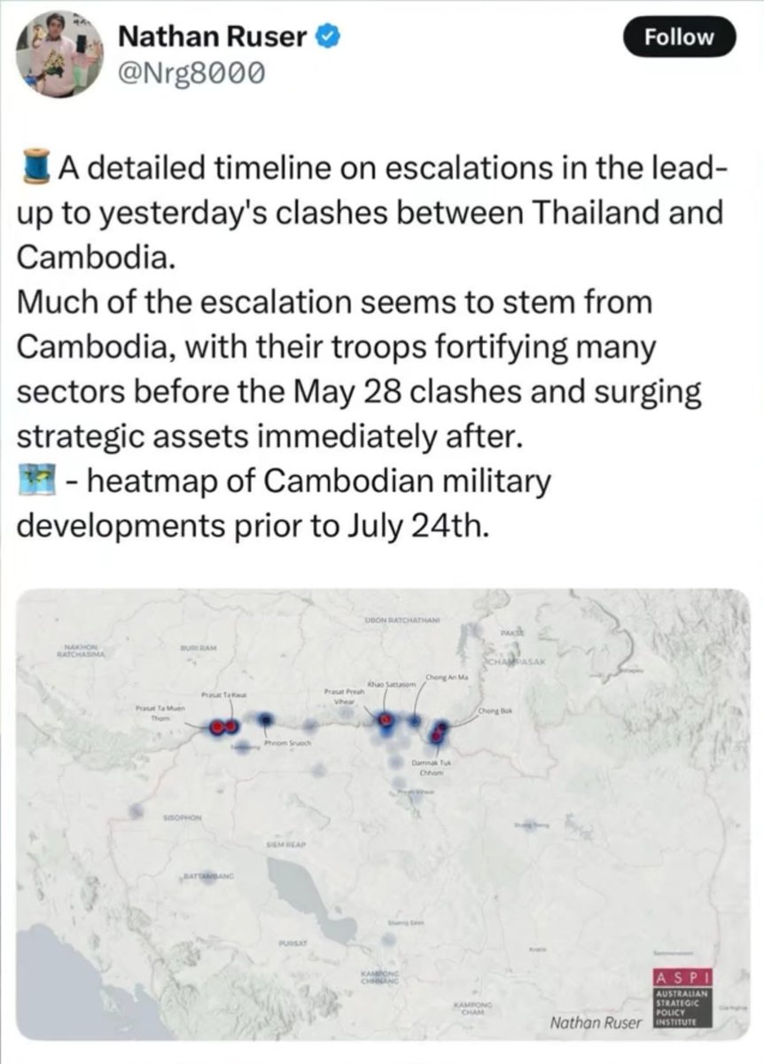 leselafilm's tweet image. ทุกคนช่วยแชร์สิ่งนี้ออกไปเยอะๆ มันเป็นหลักฐานชิ้นสำคัญมากว่าฝั่งกัมพูชาเป็นคนเริ่มการปะทะที่ชายแดน เพราะดาวเทียมทางประเทศออสเตรเลียจับภาพไว้ได้ สื่อต่างชาติทุกสื่อต้องได้รู้เรื่องนี้ #CombodiaOpenedFire #กองทัพอากาศ #กัมพูชายิงก่อน #ไทยกัมพูชา #ไทยนี้รักสงบแต่ถึงรบไม่ขลาด
