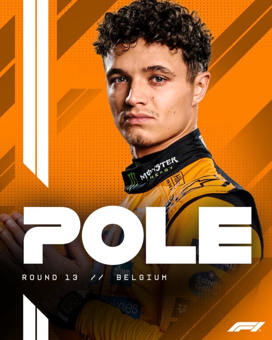 FormulaArgOK's tweet image. 🥇POLE para Lando Norris!
Norris se repone de la Sprint Quali del viernes y mañana largará desde la pole position, acompañado en la primera fila por su compañero de equipo, Oscar Piastri.
Solo 9 puntos separan a Lando y Oscar en el campeonato de pilotos… 👀
#F1 #BelgianGP