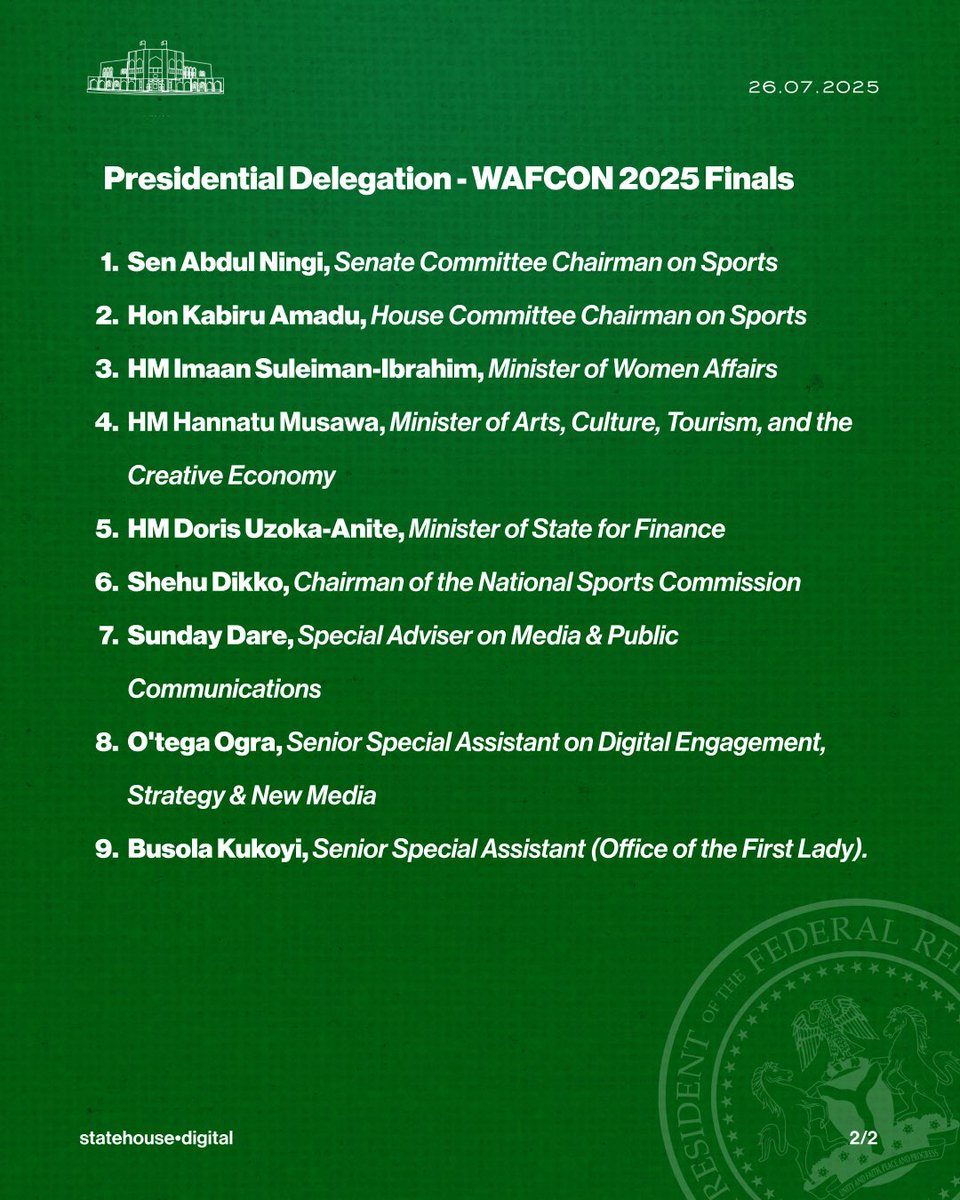 NGRPresident's tweet image. President Tinubu&apos;s Message To The Super Falcons Ahead Of The 2024 WAFCON Final In Rabat