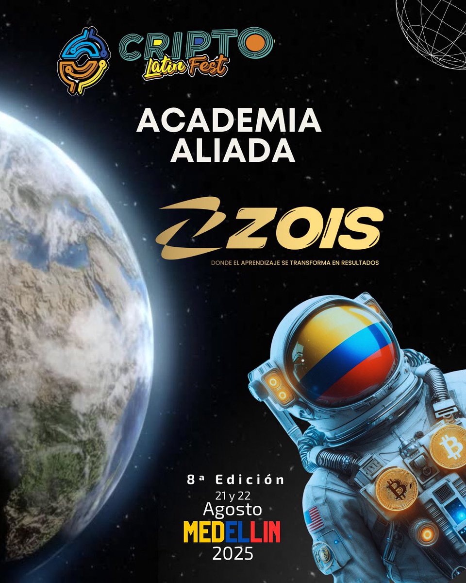 Criptolatinfest's tweet image. 🎓🚀 ¡Zois se une como academia aliada del Cripto Latin Fest 2025 en Medellín! 🚀🎓
Nos complace anunciar que Zois, la academia que impulsa el aprendizaje y la innovación en el mundo financiero y tecnológico, será aliada oficial de la octava edición del Cripto Latin Fest.
Este…