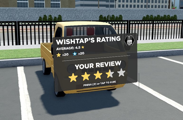 Wishtap_'s tweet image. Car Meet Ratings [Wishtap Concept]

A UI appears when toggling in front of a vehicle, give a rating of the decked out ride. Rating goes to players average ability to make sweet rides.

Would you want to see something like this in #DrivingEmpire? 🤔

#Roblox