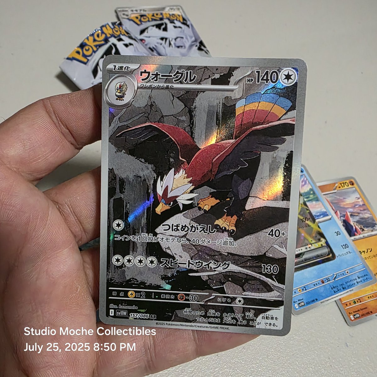 Ripped a loose White Flare pack last night after a long week and pulled the Braviary card! 

I refuse to look up the card list for BB/WF so that every pull is much more meaningful and exciting. I love the monochrome background in this card as it opposes Braviary's boldness!