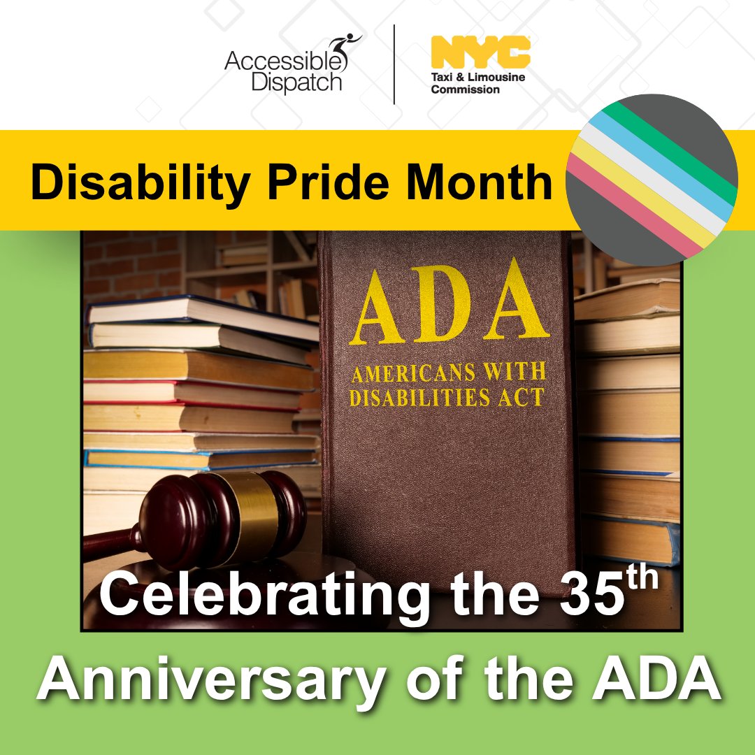 nycaccessible's tweet image. 🎉 Today we celebrate 35 years of the Americans with Disabilities Act (ADA)! ♿

Signed into law in 1990, the ADA was a groundbreaking step toward equity, access, and inclusion for people with disabilities.

Here’s to continuing the progress! 🙌

#DisabilityPrideMonth #ADA35