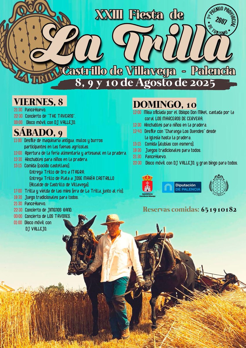 Fiesta de la Trilla 2025 en Castrillo de Villavega. 
Disfrutando las tradiciones. 

#palencia #tradiciones #turismocultural #turismorural
<a href="/CyLEsVida/">Turismo Castilla y León</a> 
<a href="/PalenciaAgenda/">Agenda Provincial de Palencia</a> 
<a href="/DestinoCyL/">DestinoCyL</a>