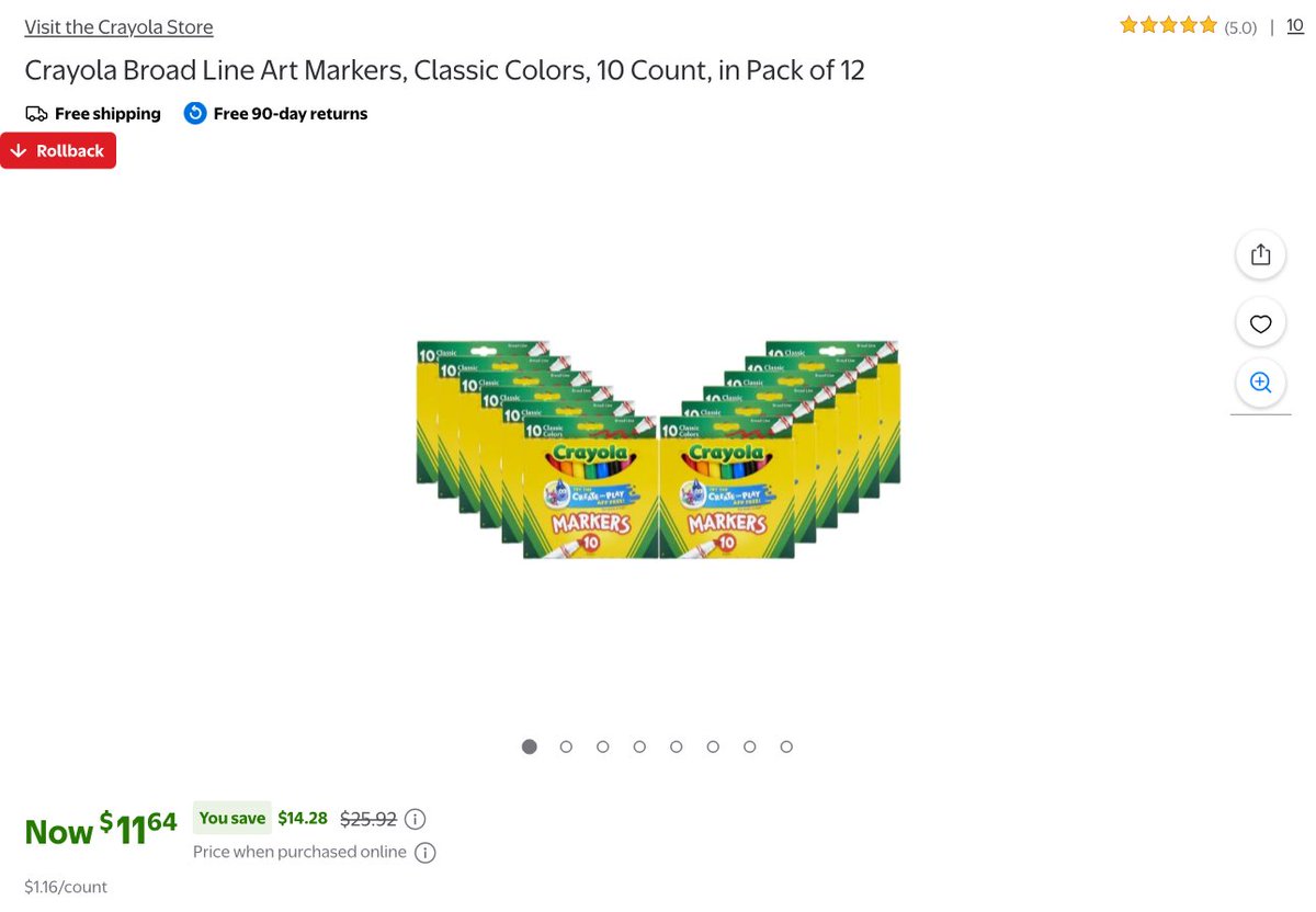 LordOfDiscounts's tweet image. Crayola Broad Line Art Markers, Classic Colors, 10 Count, in Pack of 12 now $11.64 via Walmart
🔗 - link.lordofsavings.com/4mdDj8T
#LRDeal | #AD