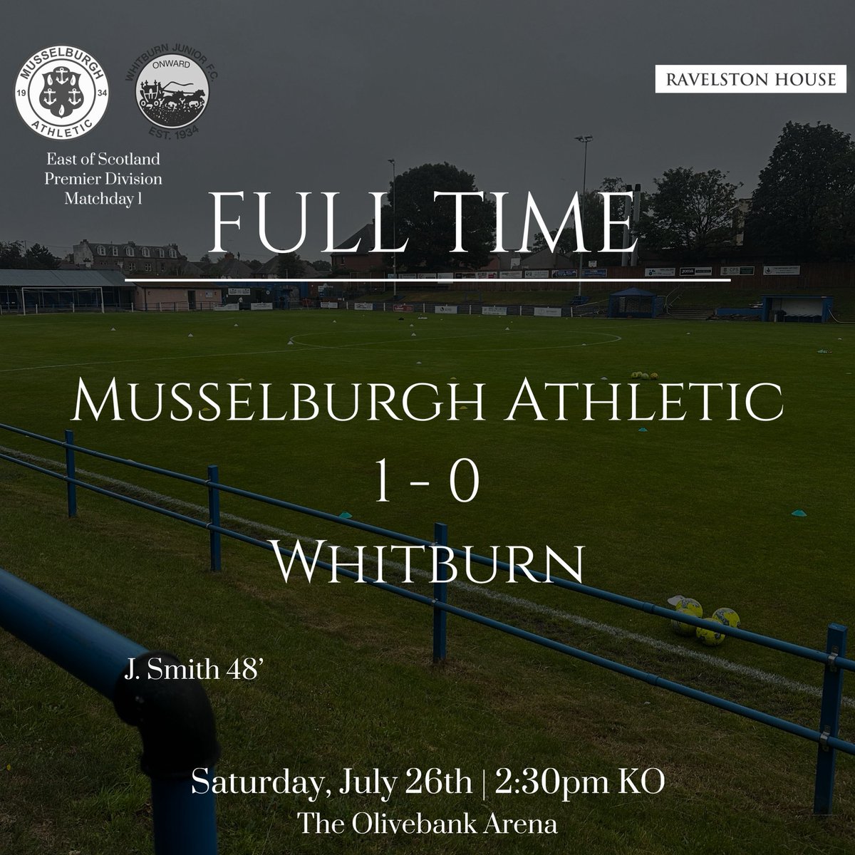MusselburghAth's tweet image. FULL TIME

Musselburgh Athletic 1 - 0 Whitburn

The new season starts with 3 points at The Olivebank Arena.

#MonTheBurgh 💙