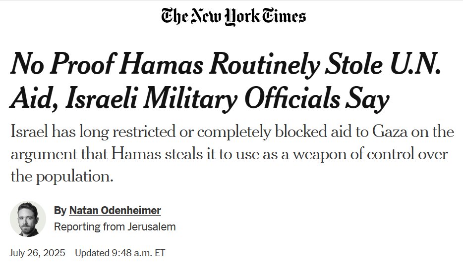 Moins de 24h après ce tweet de BHL plein de bobards éculés, de hauts responsables militaires israéliens reconnaissent qu'il n'y a aucune preuve que le Hamas vole/bloque l'aide humanitaire. Ils admettent même que le système d'acheminement avec les Nations Unies était très efficace