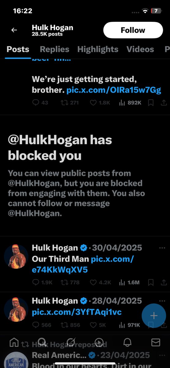 UpNorthFiddy's tweet image. I Don’t Need To Ask Grok Who’s The Most Famous Person To Visit My Profile, It Was Hulk Hogan Years Ago When He Blocked Me.
