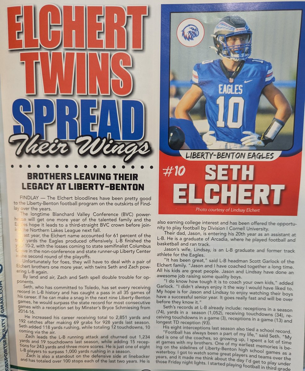 Seth Elchert 3⭐️WR (@elchertseth) on Twitter photo Appreciate <a href="/blackswampfb/">Black Swamp Football - Lynn Groll</a> for the write up! Looking forward to the season with <a href="/LBFootball21/">LBHS Football</a>. <a href="/Kstaff07/">kstaff</a> <a href="/CoachFlemWR/">RJ Fleming</a> <a href="/ToledoQBs/">Robert Weiner</a> Appreciate <a href="/blackswampfb/">Black Swamp Football - Lynn Groll</a> for the write up! Looking forward to the season with <a href="/LBFootball21/">LBHS Football</a>. <a href="/Kstaff07/">kstaff</a> <a href="/CoachFlemWR/">RJ Fleming</a> <a href="/ToledoQBs/">Robert Weiner</a>