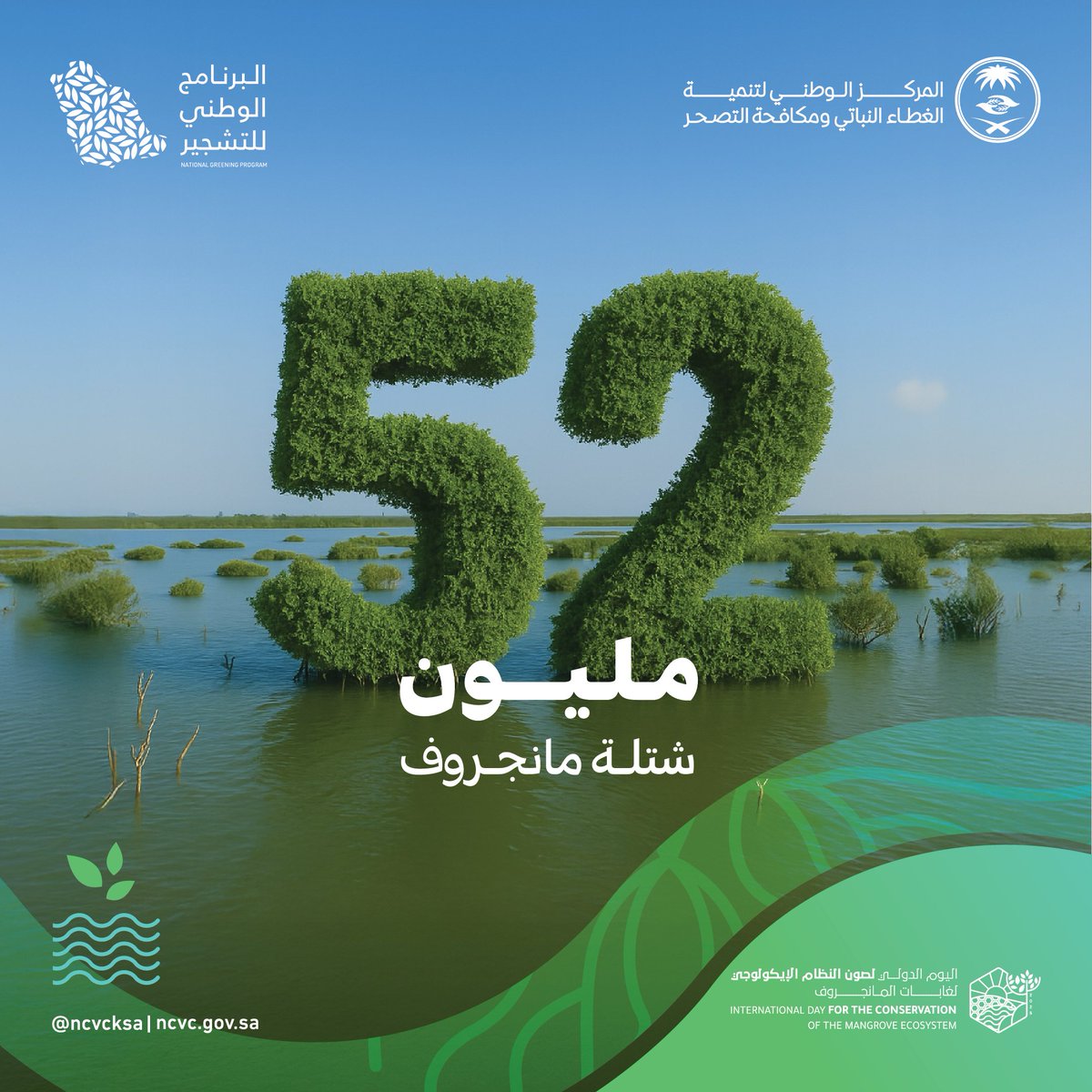 ncvcksa's tweet image. أكثر من 52 مليون شجرة مانجروف على سواحل المملكة..
تُعزز التنوع البيولوجي..
تُخزن الكربون..
تدعم الاقتصاد المحلي..
وتُنعش سياحة الوجهات الطبيعية.
#اليوم_الدولي_لصون_النظام_الإيكولوجي_لغابات_المانجروف