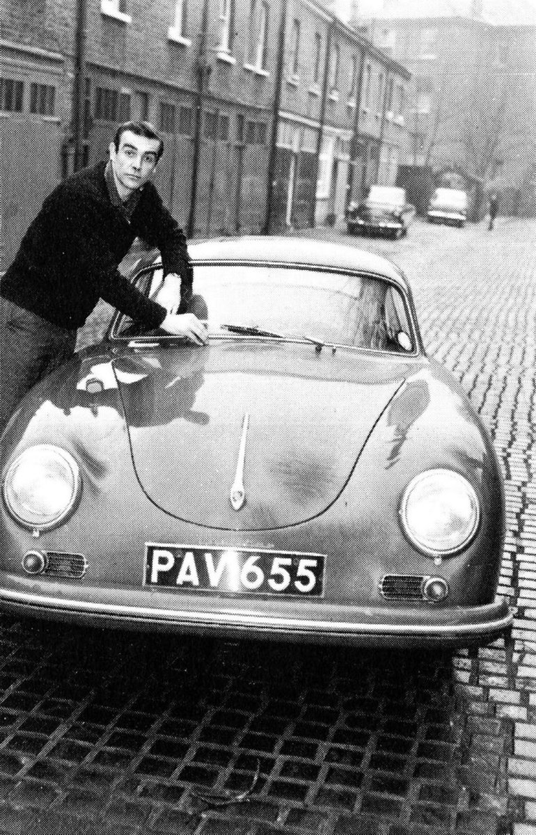 Sean Connery in 1961 with his brand new Porsche 356 (having just signed his deal with EON to play 007).
