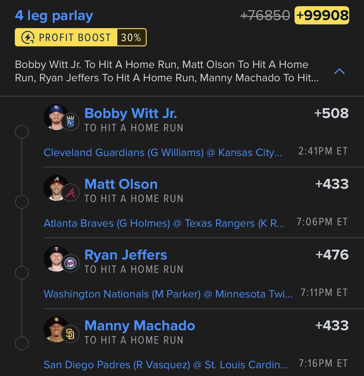 Lottolocks's tweet image. SATURDAY #MLB ⚾️ BOOSTED HOME RUN LOTTO 🔥
LIKE for $200 if we cash 💰💰💰
#GamblingX