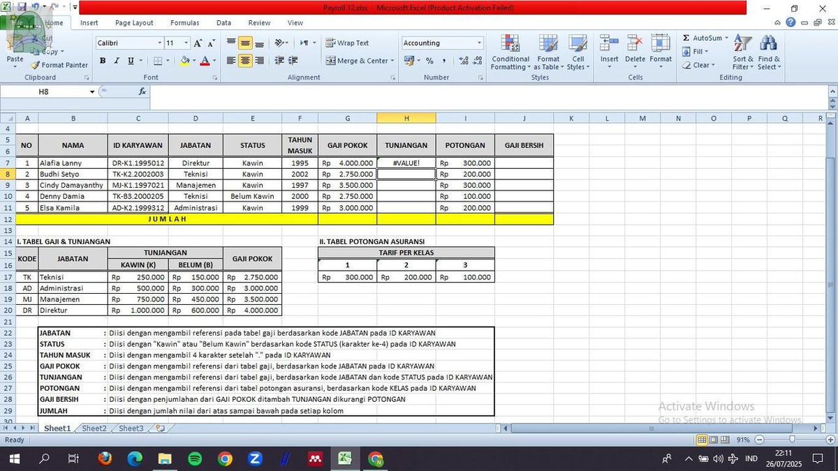 tanyarlfes's tweet image. 💚 aku lagi belajar excel guys. cara nyari jumlah tunjangan gimana ya? aku pake rumus index+match munculnya value! (btw laptopku ga support xlookup) 🙏😔