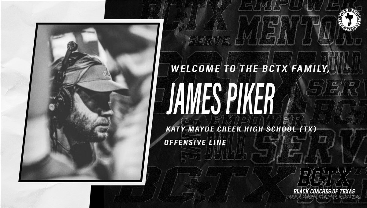 Black Coaches of Texas (@blackcoachestx) on Twitter photo Welcome to the #BCTX🫱🏾🫲🏿 family <a href="/Coach_Piker/">James Piker</a>!
Build. Serve. Mentor. Empower.
Join the #BCTX🫱🏾🫲🏿 today! Welcome to the #BCTX🫱🏾🫲🏿 family <a href="/Coach_Piker/">James Piker</a>!
Build. Serve. Mentor. Empower.
Join the #BCTX🫱🏾🫲🏿 today!