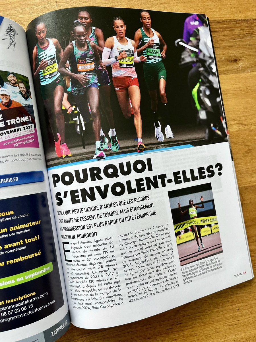 jb_morin's tweet image. Merci à l’excellent Zatopek pour son invitation à commenter nos études récentes sur les évolutions de performance en sprint
Quelques hypothèses discutées: pourquoi les gains de performance sont plus élevés chez les femmes que chez les hommes🧐🔬
Dispo dans tous vos kiosques! 📖