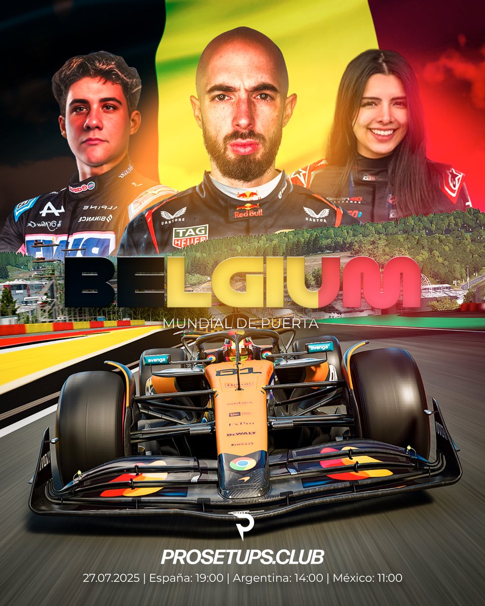 puertaracing's tweet image. 🔥UFFFF!
Mañana corremos en Bélgica, y va a ser una LOCURA:
🔹 Qualy de 18min
🔹 Carrera 1 al 50%
🔹 Carrera 2 al 50% con parrilla invertida carrera 1
⏰ Domingo, 19:00h en directo
📺 Mundial de Streamers (8/8)
👉 twitch.tv/puertaracing
